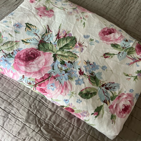 Vintage Ralph Lauren Water Floral Queen Fitted Sheen VEUC - Picture 1 of 5